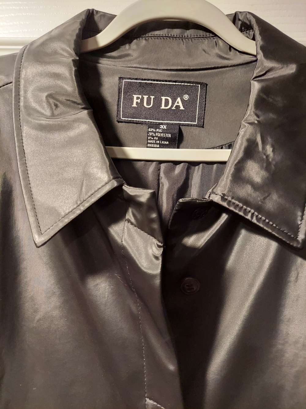 FUDA Black Fabric,All -Weather Trench Coat - Picture 4 of 4